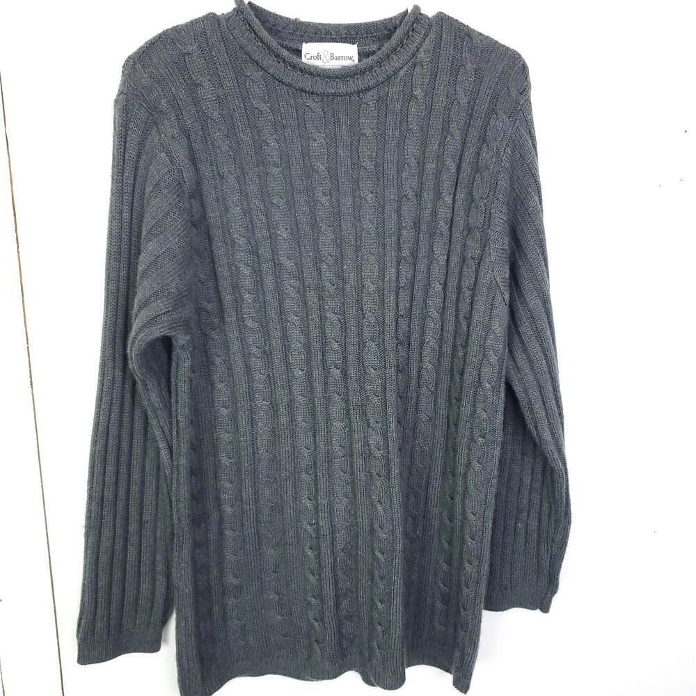 Croft Barrow Sweater M Cableknit Rolled Hem Tunic Length Old Money Classic